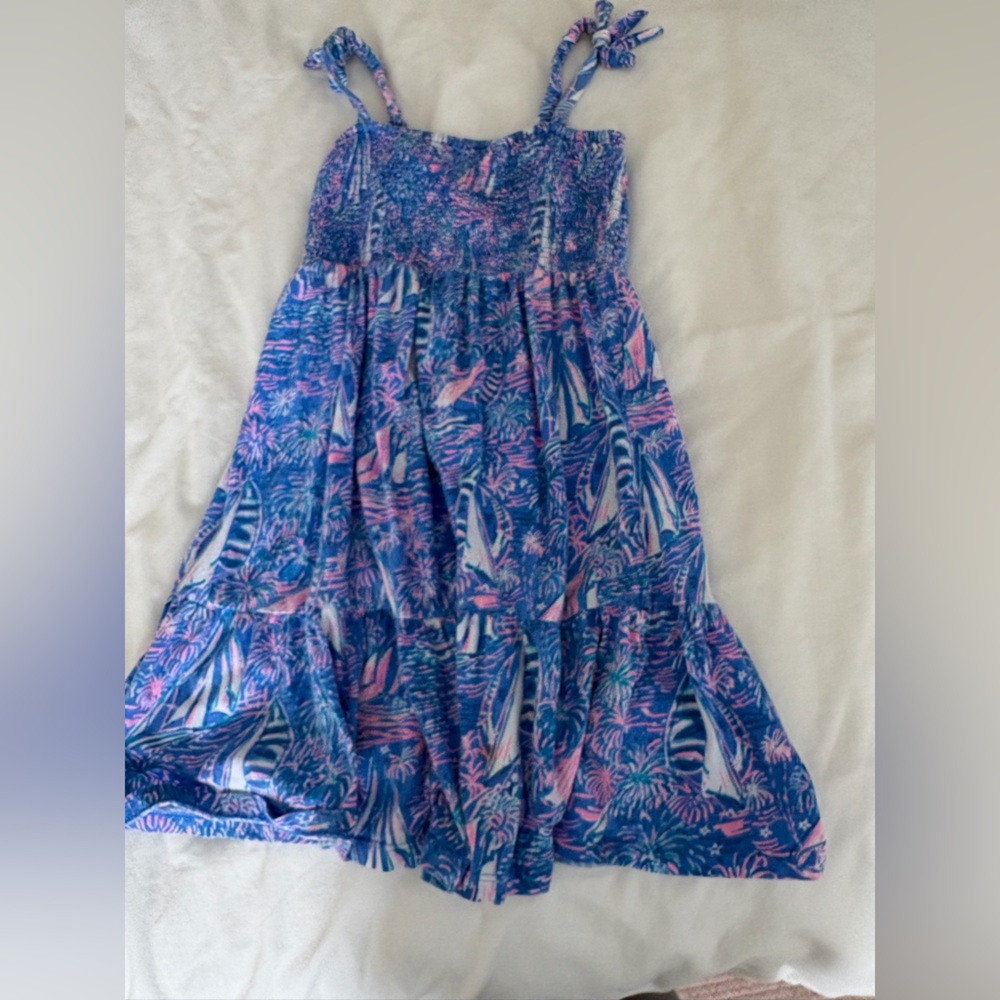 Lilly Pulitzer Blue and Pink Smocked Dress
